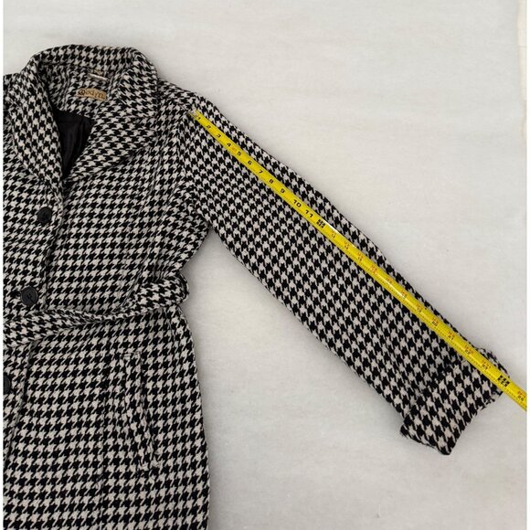 Odyn Houndstooth Belted Mid-Length Coat Women’s XL Black White Mod Retro Goth St - Picture 11 of 14